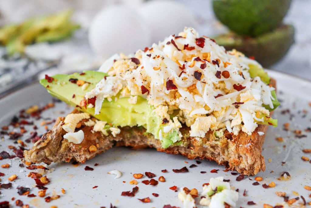 Grated egg avocado toast
