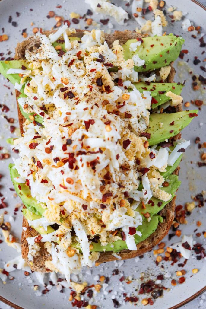 Grated egg avocado toast