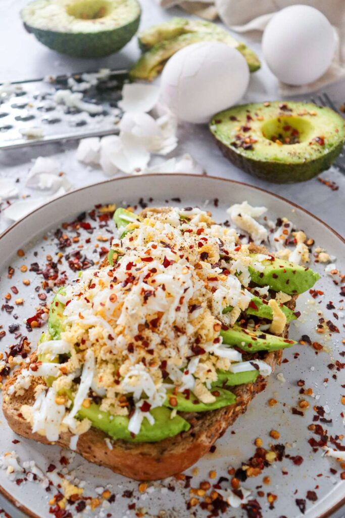 Grated egg avocado toast