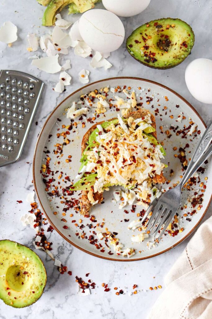 Grated egg avocado toast