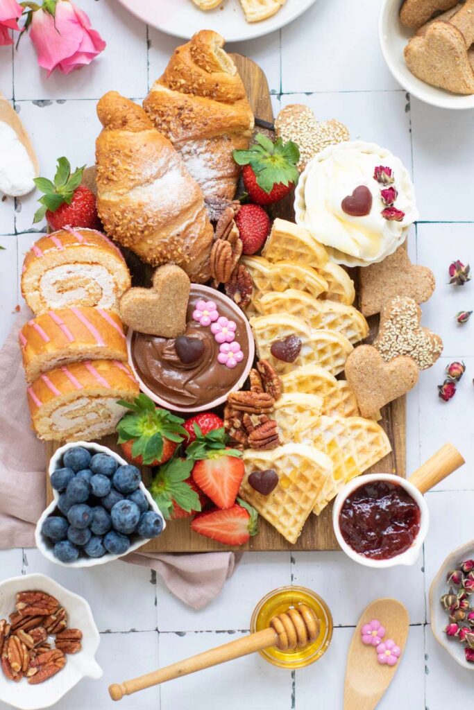 Valentines day breakfast board