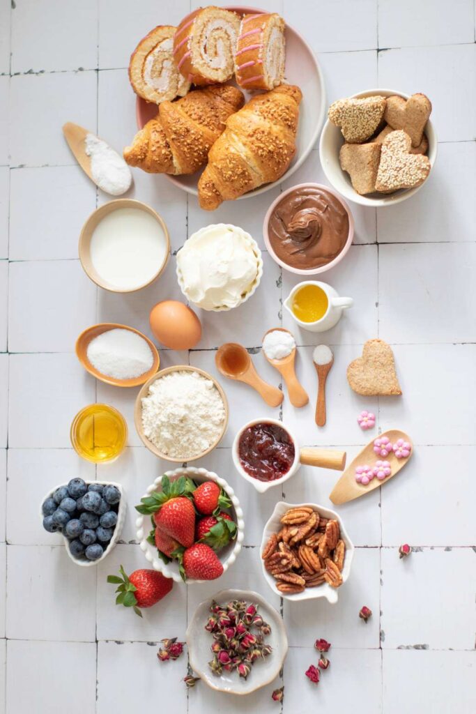 Valentine's day breakfast board