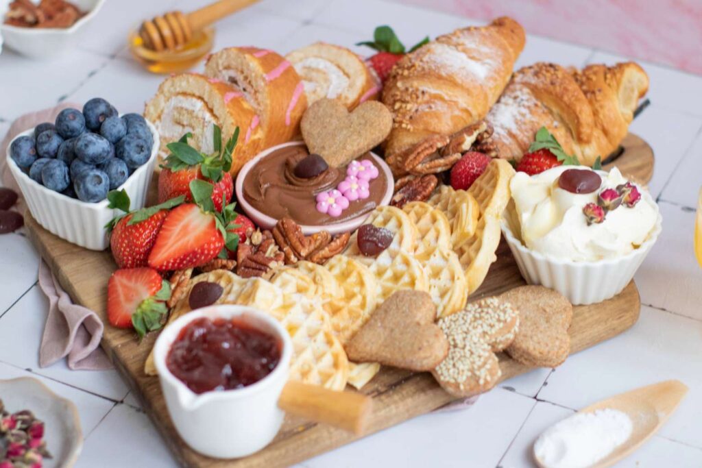 Valentine's day breakfast board