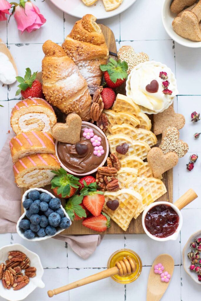Valentine's day breakfast board