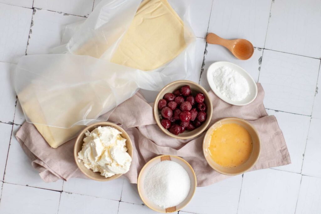 Danish Pastries with Cream Cheese and Cherries