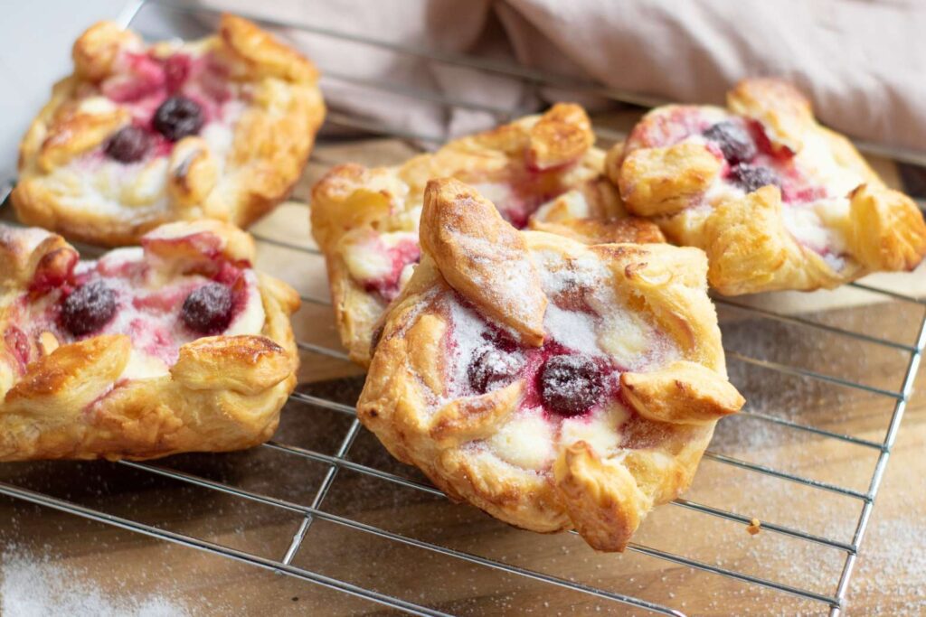 Danish Pastries with Cream Cheese and Cherries