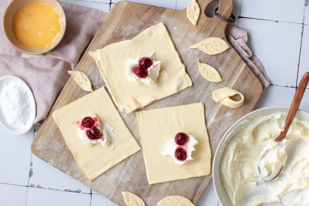 Danish Pastries with Cream Cheese and Cherries