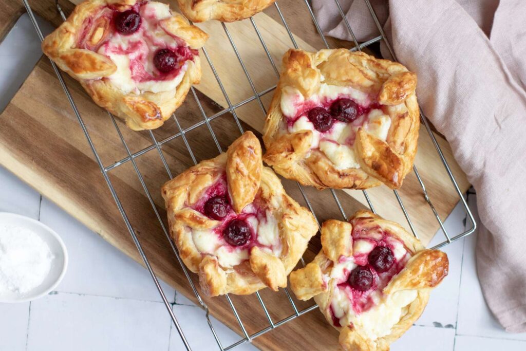 Danish Pastries with Cream Cheese and Cherries