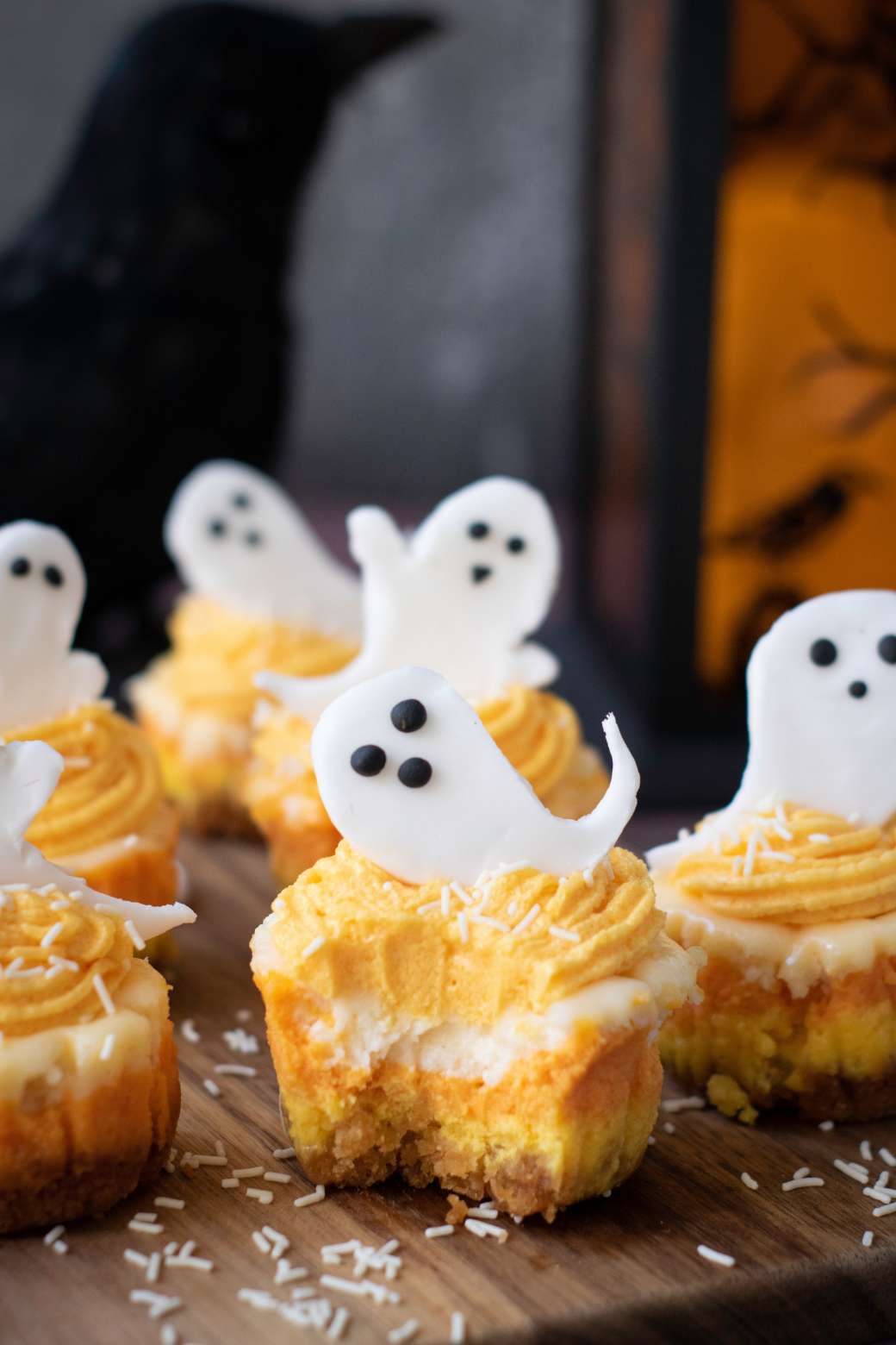 Halloween candy corn mini cheesecake