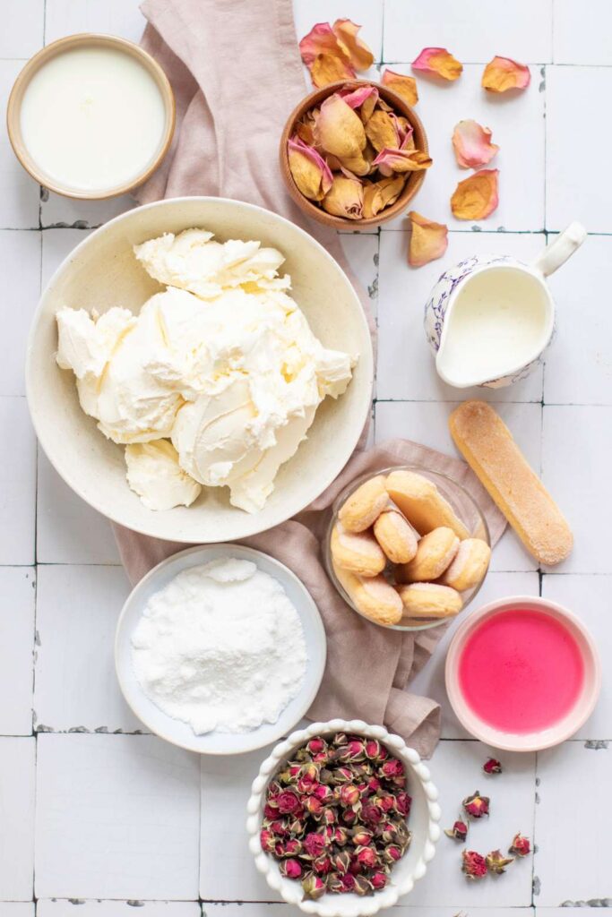 Rose tiramisu with mascarpone 