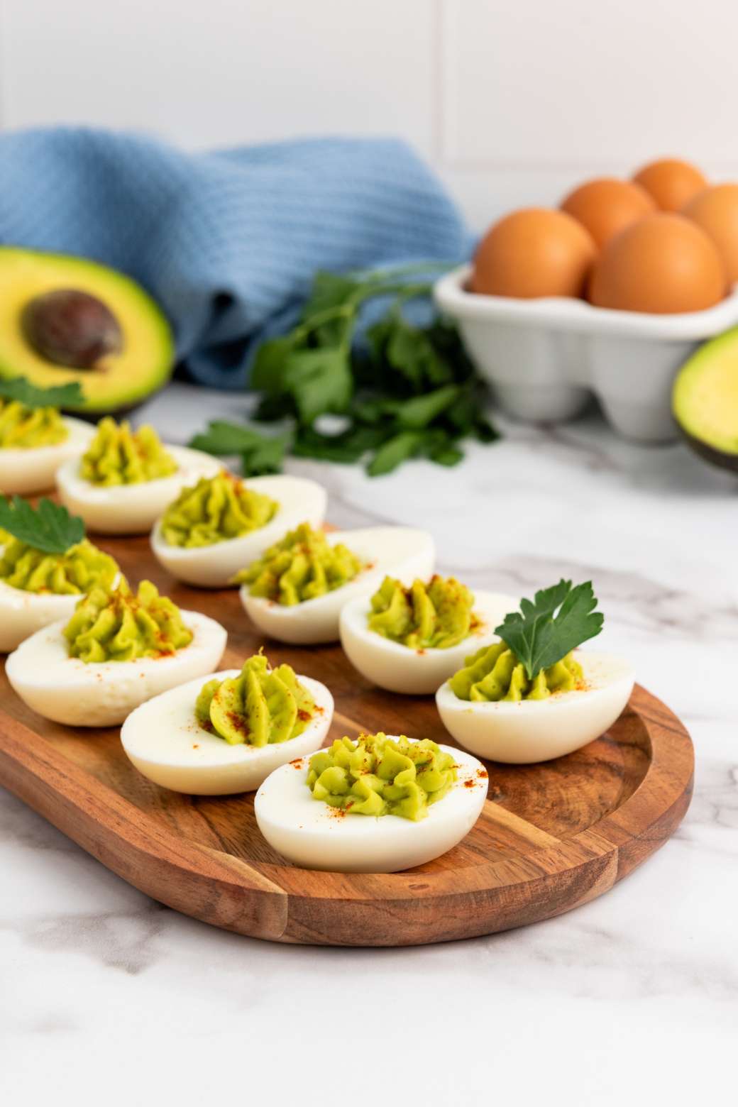 Avocado Deviled Eggs - Whisper Lemon