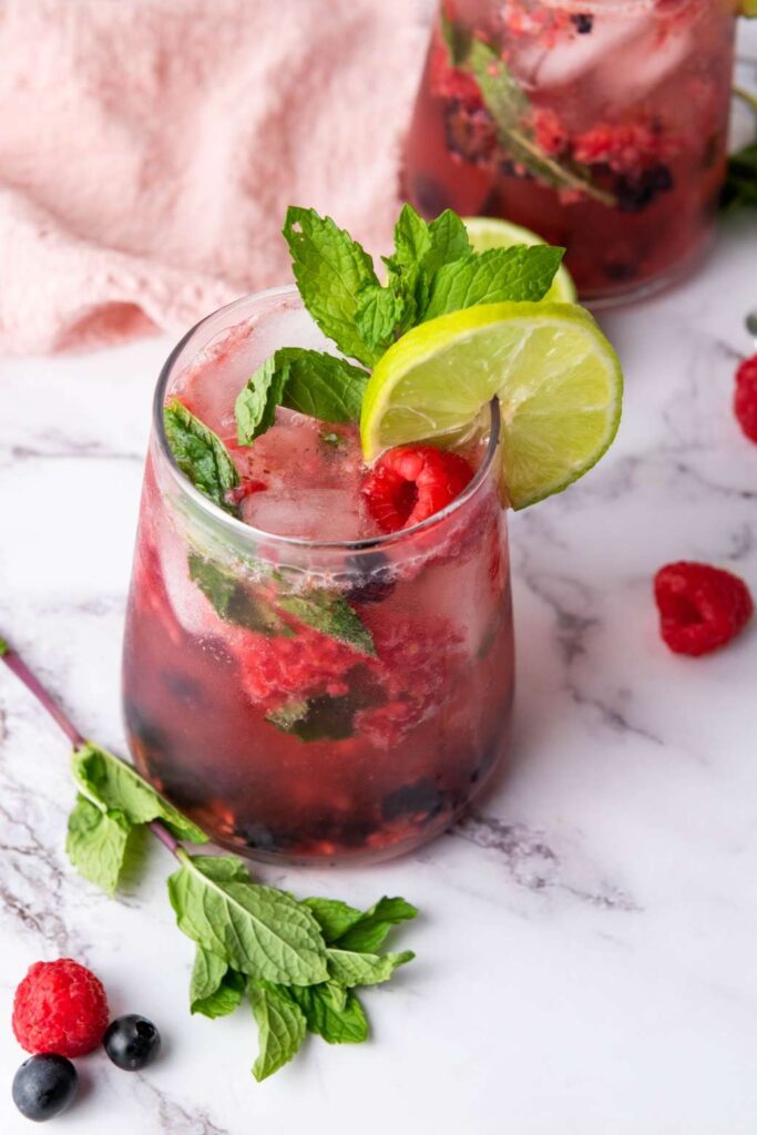 Blueberry raspberry mocktail
