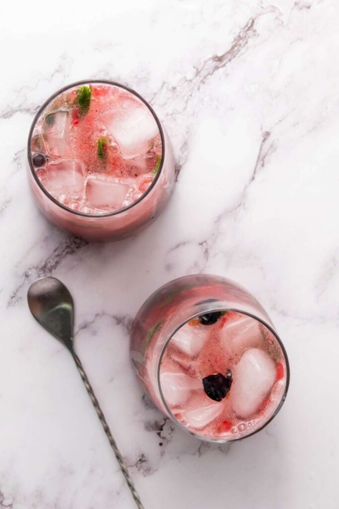 Blueberry raspberry mocktail