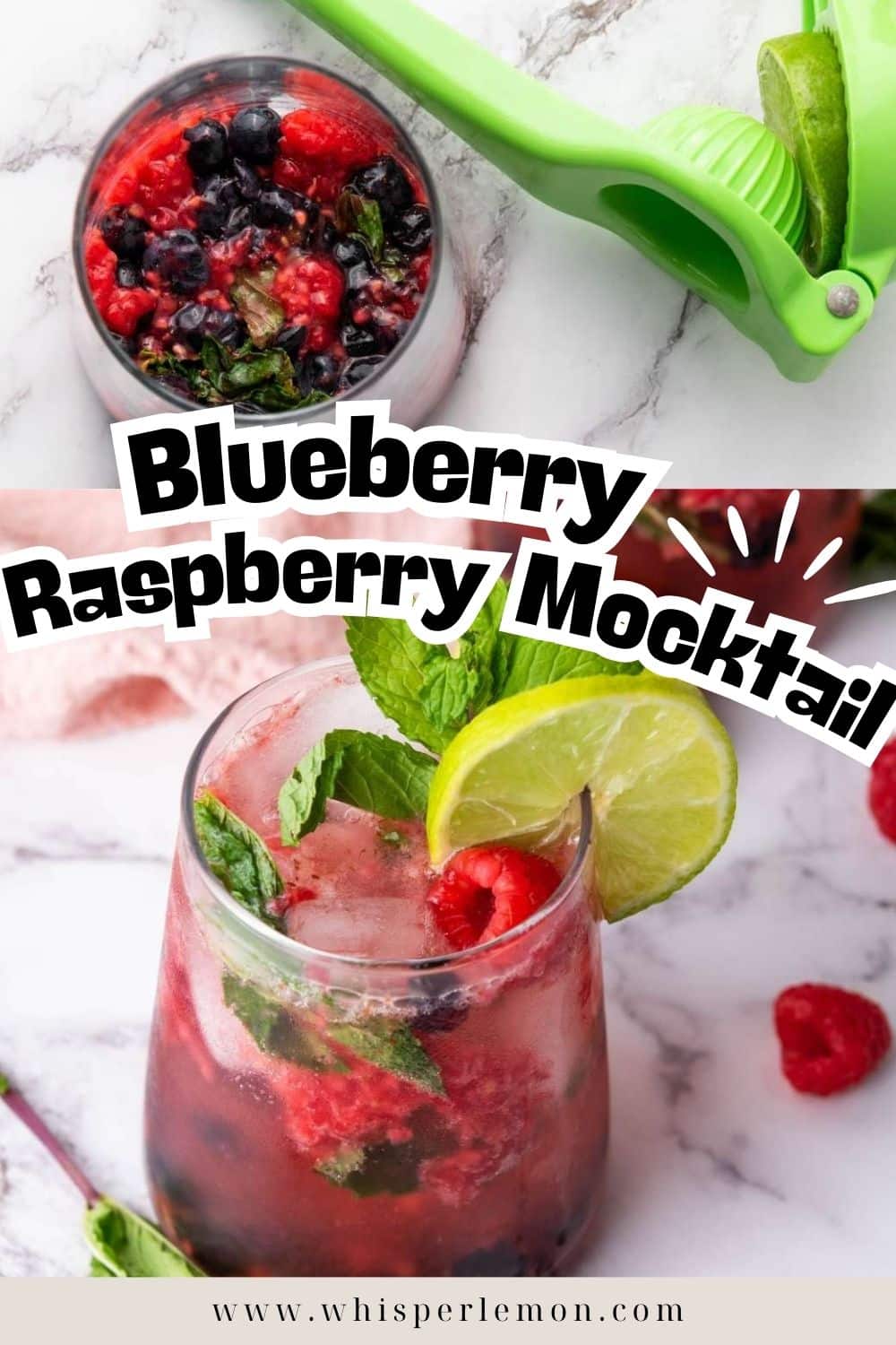 Blueberry Raspberry Mocktail - Whisper Lemon