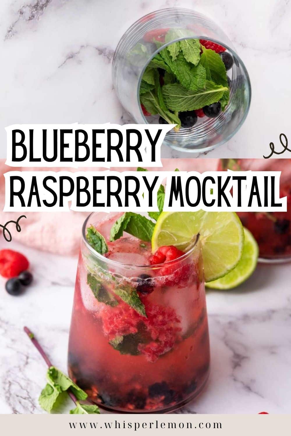 Blueberry Raspberry Mocktail - Whisper Lemon