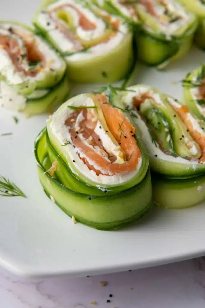 Everything bagel cucumber rolls with smoked salmon (2)