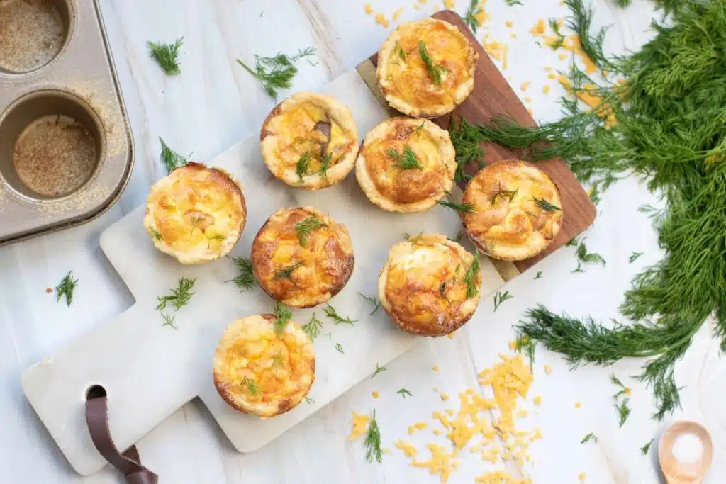 Mini salmon quiches