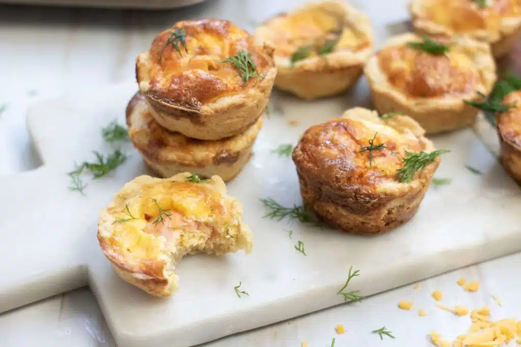 Mini salmon quiches