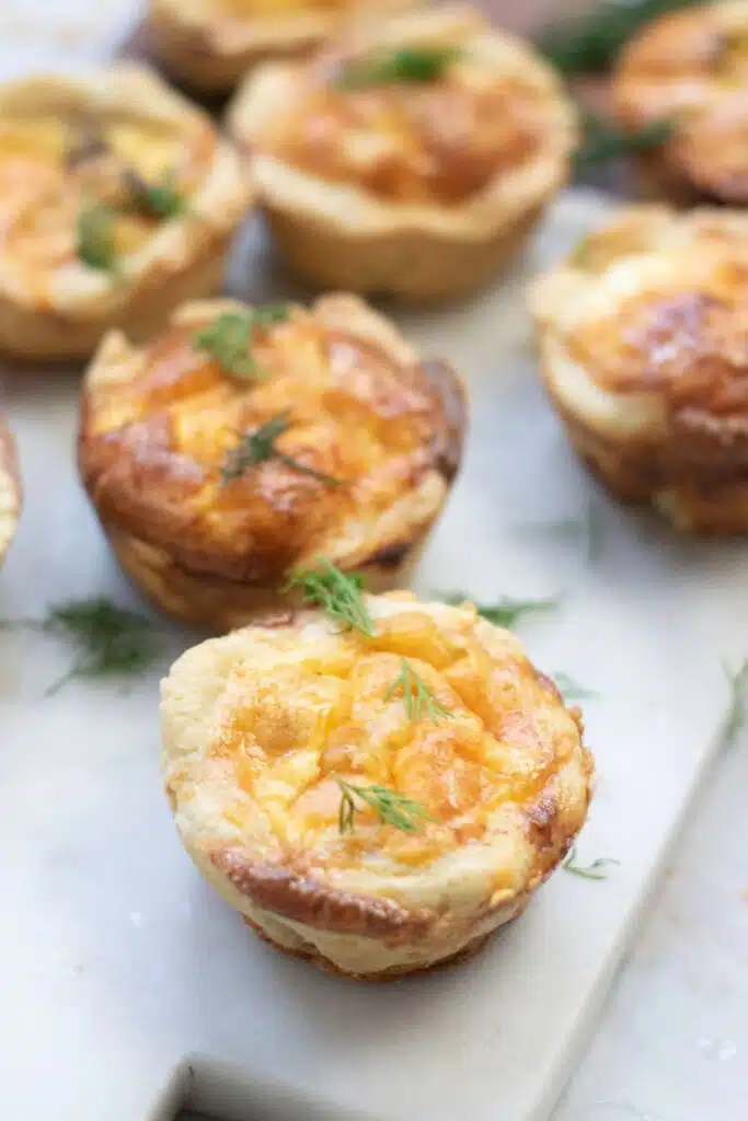 Mini salmon quiches