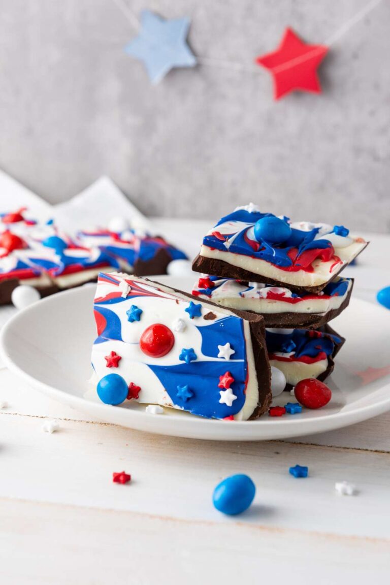 Red white blue chocolate bark