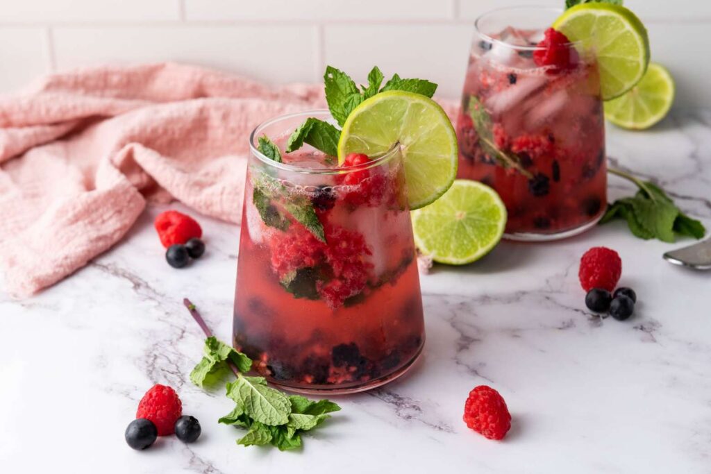 Blueberry raspberry mocktail