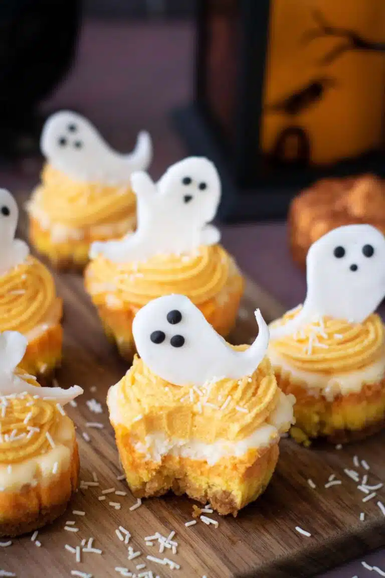 Halloween candy corn mini cheesecake