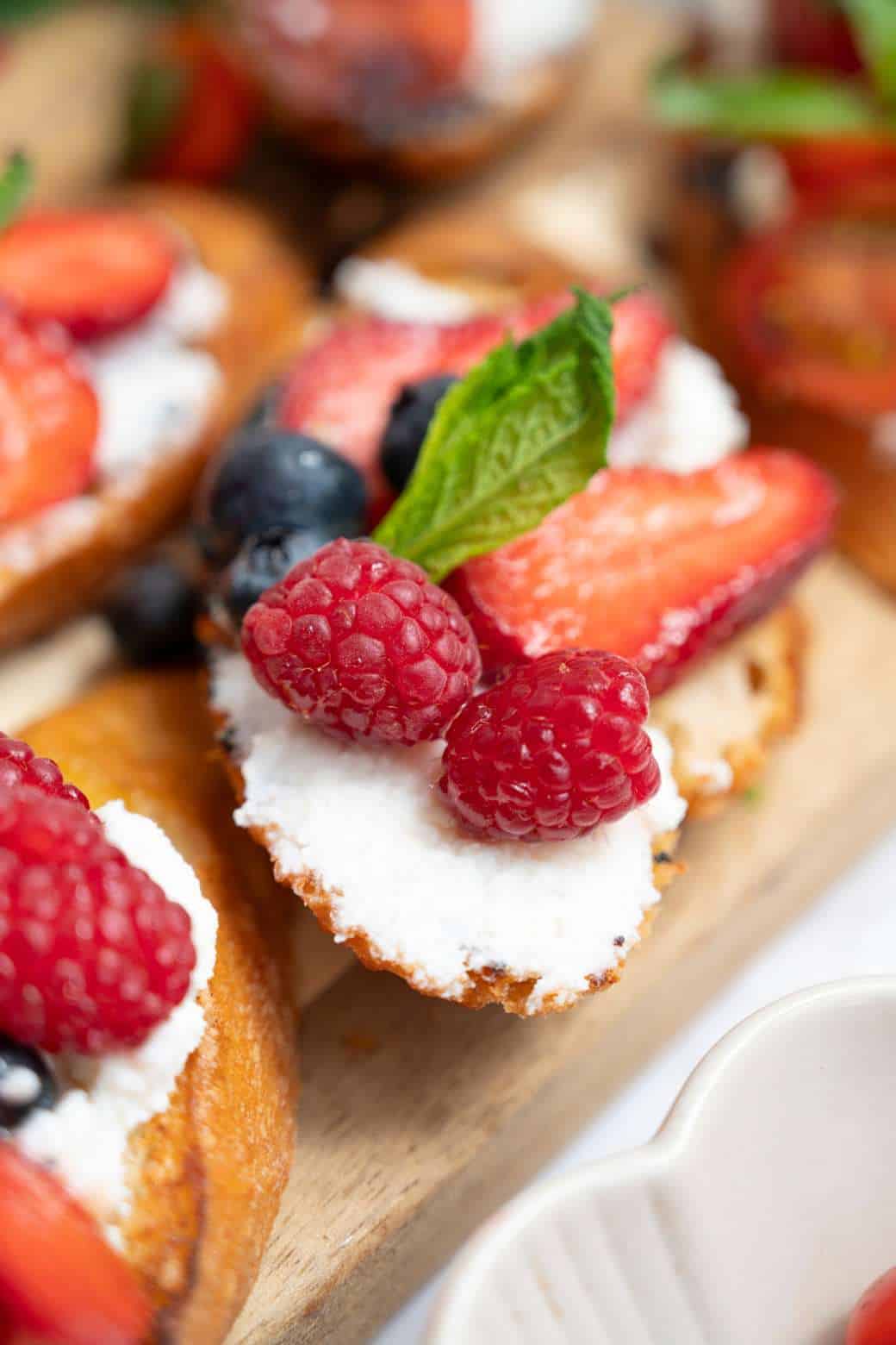 Whipped goat cheese bruschetta trilogy