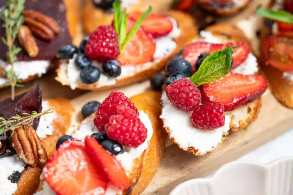 Whipped goat cheese bruschetta trilogy 