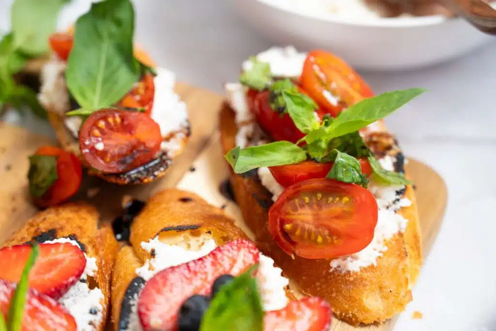 Whipped goat cheese bruschetta trilogy 
